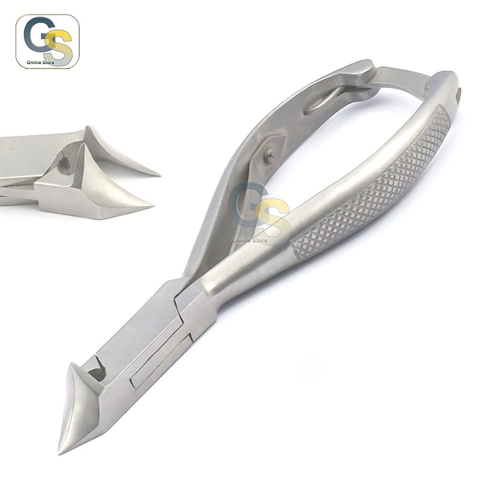 G.S PODIATRISTS HALF MOON NAIL CLIPPERS CUTTERS NIPPERS FOR THICK TOENAILS - PODIATRY INSTRUMENTS CLIPPERS WITH SAFETY POUCH.