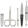 Pfeilring Manicure Case Nappa Leather 5-Piece Nickel Filling for Nail Clippers, Nail Scissors, Tweezers, Nail File and Double Instrument Pack of 5 Black/Orange view 1