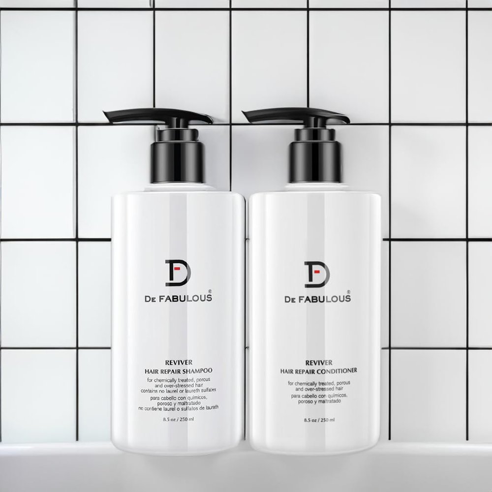DF | De Fabulous Shampoo & Conditioner Reviver Set | For ChemicallyTreated, Porous, And Over-stressed Hair | 8.5 fl oz Bottles