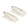 SWACC 100 Pcs U Shape Metailic Snap Clips ins for Hair Extension Hairpiece DIY Snap-Comb Wig Clips with Rubber (White Beige, 10-Teeth 9 Holes) view 2