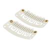 SWACC 100 Pcs U Shape Metailic Snap Clips ins for Hair Extension Hairpiece DIY Snap-Comb Wig Clips with Rubber (White Beige, General U Shape 6 Holes) view 2