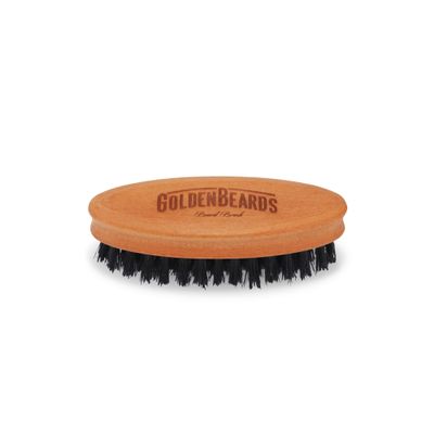 Golden Beards Travel Beard Brush  Pear Tree Wood Handle & Natural Boar Bristles  Compact Grooming Tool That Fits in Your Bag, Perfect for Beard Maintenance on the Go