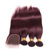 Ruma Hair 8A #99J Burgundy Brazilian Virgin Hair Weave With Closure 4Pcs Lot Wine Red Silky Straight Human Hair 3 Bundles With 4x4'' Lace Top Closure (18 with 18 20 22) view 4
