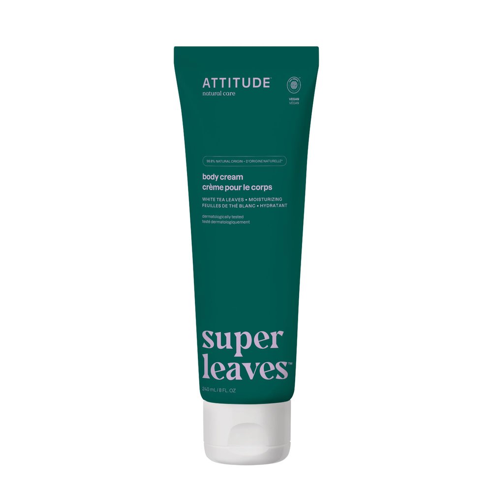 ATTITUDE Body Cream, EWG Verified Moisturizer, Vegan Moisturizing Products For Dry Skin, Dermatologically Tested, White Tea Leaves, 8 Fl Oz
