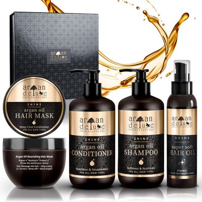Argan Deluxe Gift Set for Women - luxurious argan oil hair care in professional quality - beauty gift set for mother's day & birthday