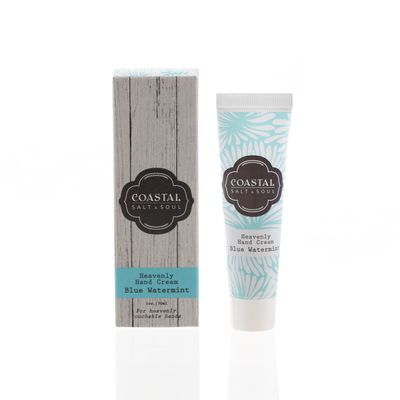 Coastal Salt & Soul, Heavenly Hand Cream, For Cracked and Dry Hands, with Avocado and Jojoba Oils & Pure Shea Butter, 1.0 oz., Blue Water Mint.
