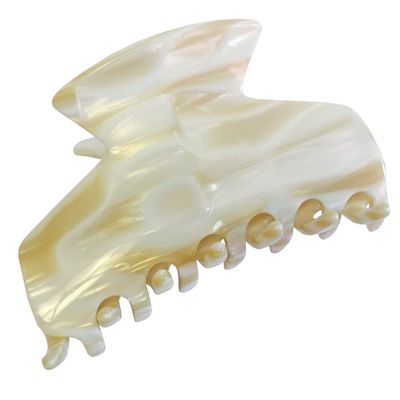 French Amie Chic Ivory Handmade Celluloid Large 3" Jaw Hair Claw Clip Clamp Clutcher Fashion Durable and Styling Hair Accessories for Women Strong Hold No Slip Grip, Made in France