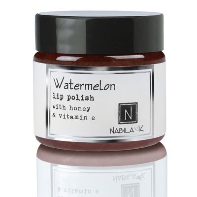 Nabila K Lip Polish with Honey and Vitamin E, Lip Scrub for the Holidays, Watermelon Sugar Scrub, 1 oz