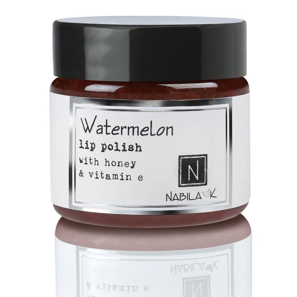 Nabila K Lip Polish with Honey and Vitamin E, Lip Scrub for the Holidays, Watermelon Sugar Scrub, 1 oz