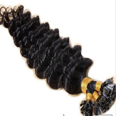 Remeehi 100s Pre-Bonded Nail U Tip Keratin Glue Natural Hair Extensions 1g/s Deep Wavy Human Hair Nail Tip Extension(24" 99#)