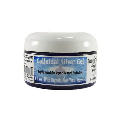 Superior Colloidal Silver Gel Big 4 oz. Jar Made with Organic Aloe Vera, 100 PPM 99.99% Pure Ag, & Simple Safe Ingredients