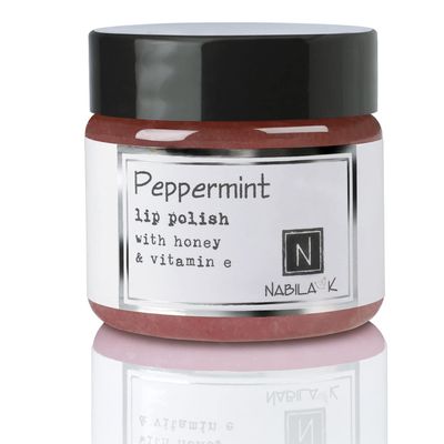 Peppermint Lip Polish, 1 oz by Nabila K - Hydrating Lip Exfoliator & Moisturizer with Honey and Vitamin E for Dry and Chapped Lips - Cruelty-Free, Real Sugar, Made in USA