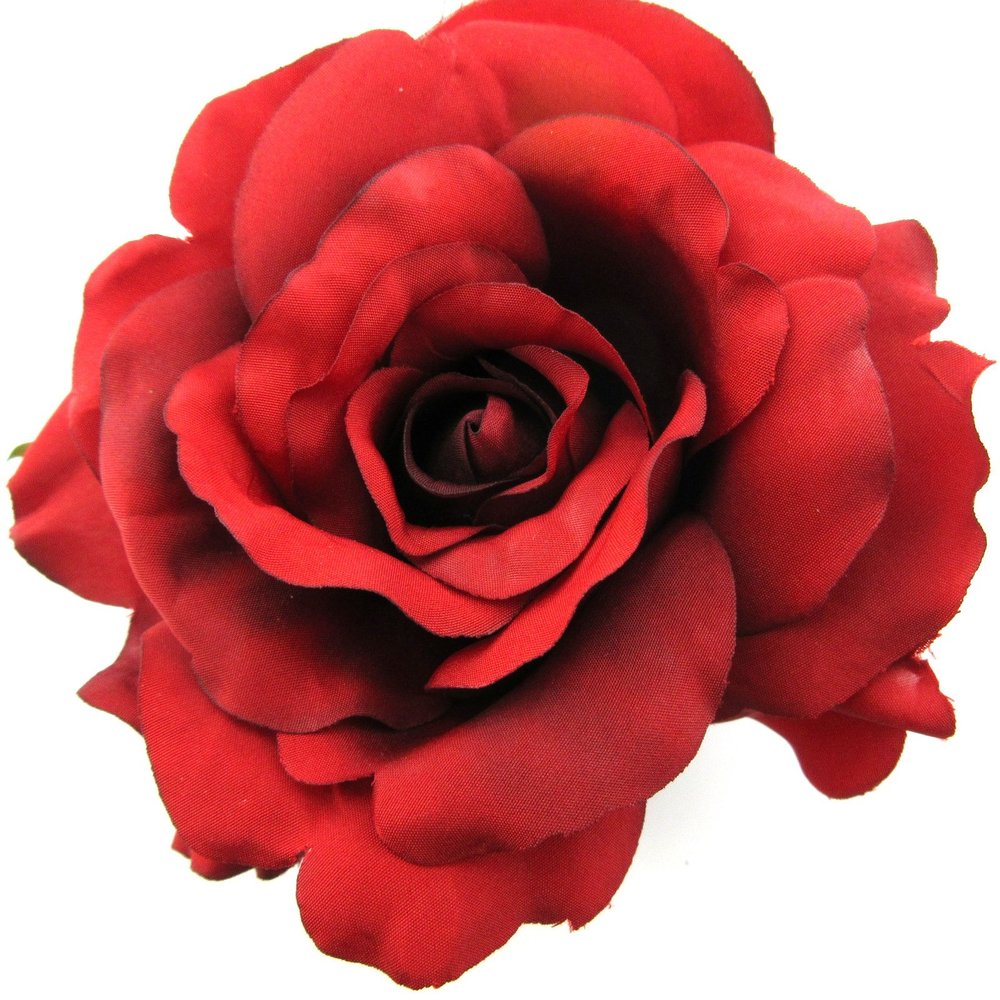 4.5" Red Rose Silk Flower Hair Comb