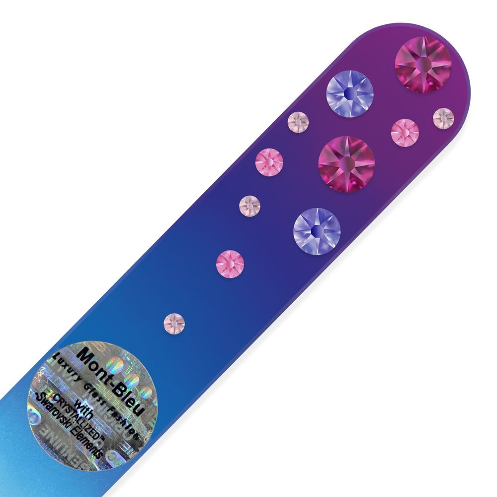 Mont Bleu Crystal Nail File Hand Decorated with Crystals - Universal Size - Handmade - Czech Tempered Glass