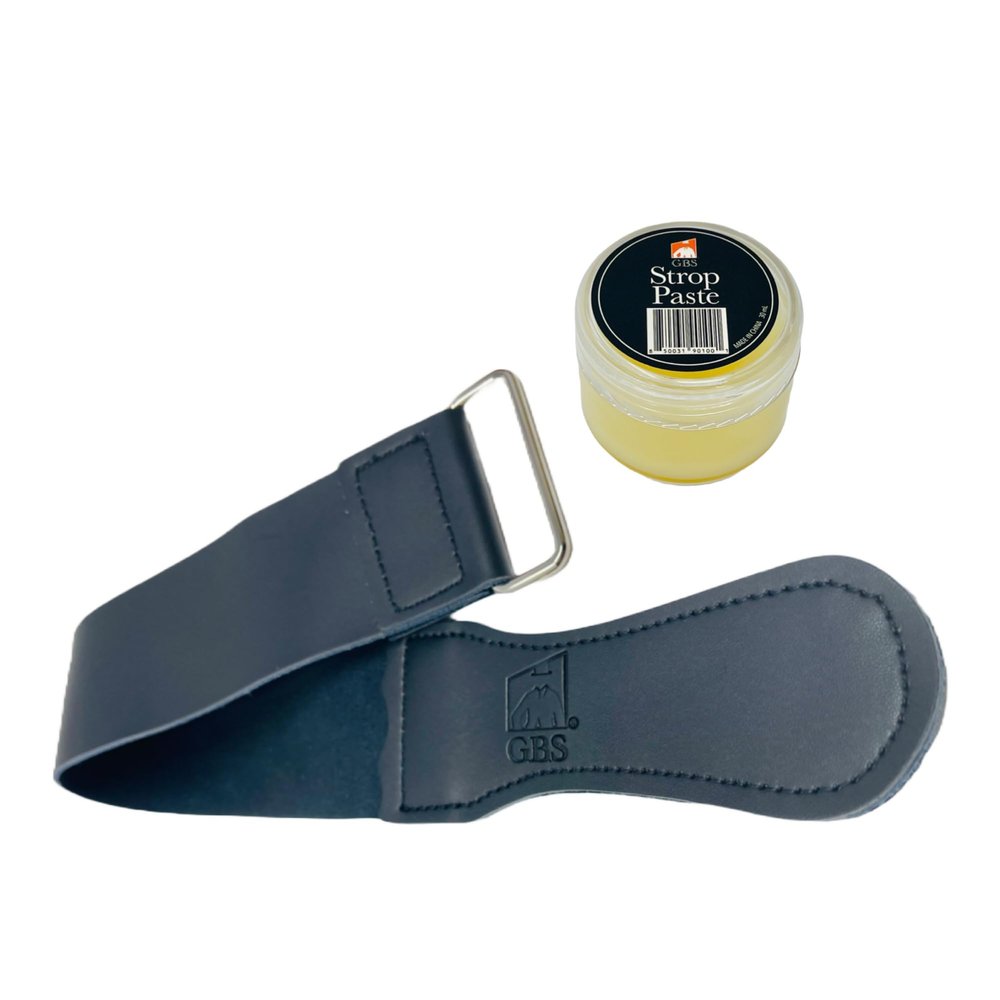 G.B.S Black Leather Razor Strop Handmade Grain Leather Strop with Strop Paste Professional Honing & Sharpening Strop for Straight Razors, Knives, Chisels & Tools