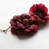Drasawee 2 Pcs Pack Handmade Roses Wedding Bridal Hair Pins Hair Accessories Headpiece Wine Red view 2