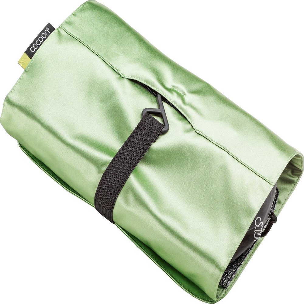 COCOON - Premium - Minimalist Hanging Toiletry Kit - Laminated Silk - Light Green