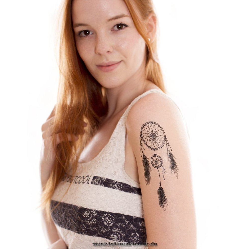 2 x Dreamcatcher Tattoo in black - Dreamcatcher temporary Tattoo