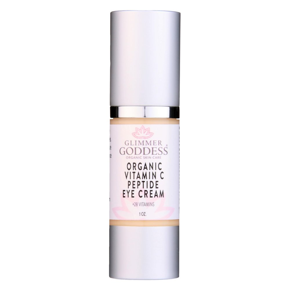 Glimmer Goddess Organic Peptide Eye Serum with Vitamin C  Hydrating & Revitalizing, 1 oz