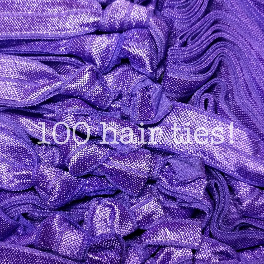 100pc No Crease Knotted Hair Ties - Solid Color Packs (Purple)