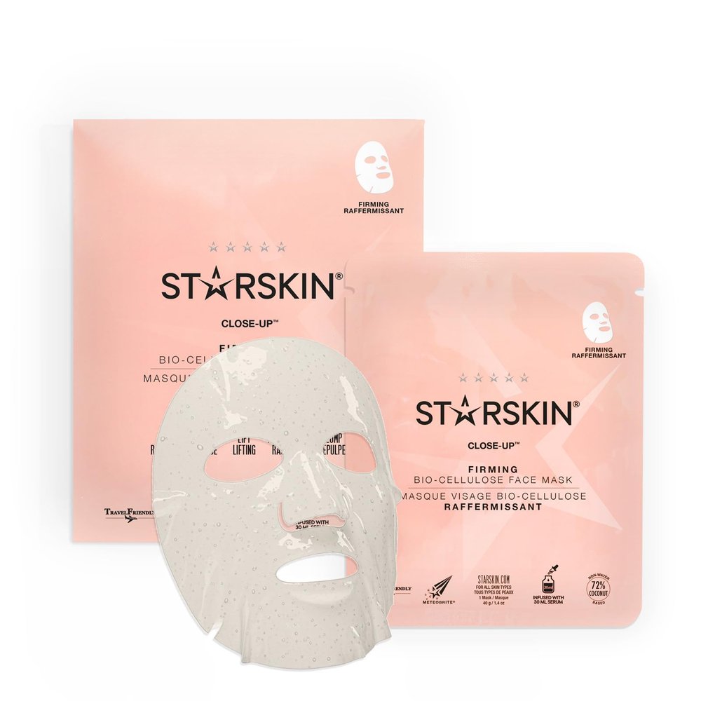 STARSKIN Close-Up 1x40g, Coconut Bio-Cellulose Firming Face Mask for all Skin Types, Face Lifting Korean Skincare Mask, Skin Elasticity Improvement and Rejuvenating Effect, K Beauty Skincare