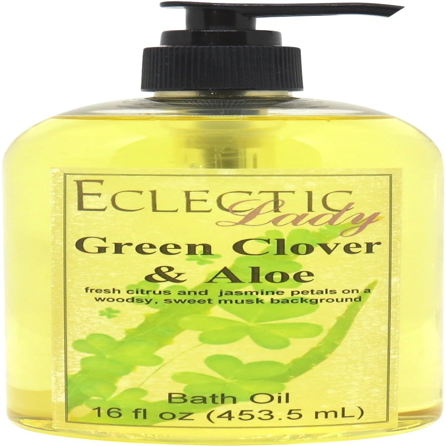 Green Clover And Aloe Bath Oil, Relaxing Bathing Oil, 16 oz