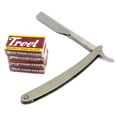 G.S PROFESSIONAL BARBER STRAIGHT EDGE RAZOR SAFETY WITH 100 DERBY BLADES - SALON QUALITY SMOOTH SHAVE - 100 PERCENT STAINLESS STEEL - REPLACEMENT BLADES EXTEND LIFE OF SHAVER
