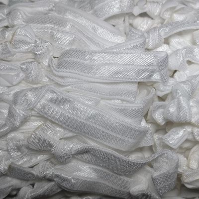 100pc No Crease Knotted Hair Ties - Solid Color Packs (White)