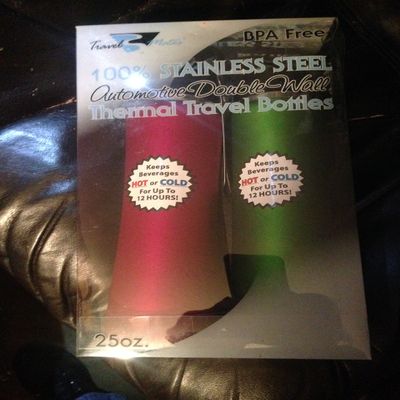TRAVEL MATES--100% STAINLESS STEEL DOUBLE WALL THERMAL TRAVEL BOTTLES (2PACK)