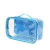 Small Clear Travel Packing Cube/See Through PVC Plastic Pouch for Carry On Suitcase, Backpack or Diaper Bag/Transparent Multipurpose Accessories, Makeup & Underwear Organizer w/Handle (Turquoise) view 1