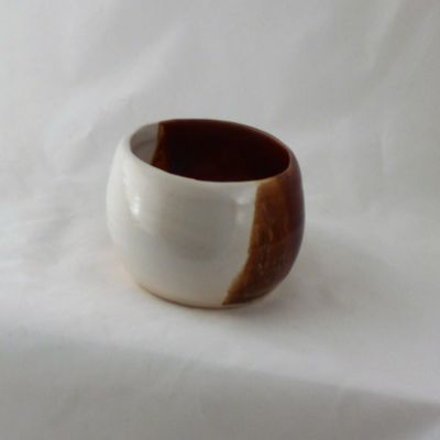 Pottery Brown and White Shaving Soap Bowl- Handmade in the USA, Beautiful Gift!