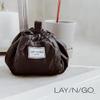 Lay-n-Go Cosmo Layflat Drawstring Cosmetic & Makeup Bag Organizer - Portable Drawstring Makeup Bag w/Zipper Pocket, Makeup Loops & More -Durable, Machine Washable Toiletry Bag (20", Metallic Silver) view 2