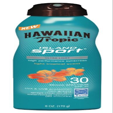 Hawaiian Tropic Sunscreen Island Sport Broad Spectrum Sun Care Sunscreen Spray - SPF 30, 6 Ounce