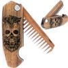 Beard Comb Personalized Gifts Anniversary Gift Wooden Brush Custom Comb Groomsmen Gift Hair Brush Pocket Brush Birthday Gift for Boyfriend (Walnut, Skull) view 1