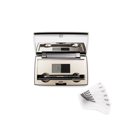Fab Brows Duo Eyebrow Kit, Ultimate Brow Stencil Kit with Compact Powder Mirror and Eyebrow Shaper, Waterproof Eyebrow Makeup Kit Contour Palette, Eyebrow Cosmetics, (Slate/Black)