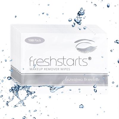 100 Bulk Pack Luxurious Makeup Remover Wipes, Guest Bathroom Essentials for Weddings, Restaurants, Bars & Clubs Gray, Travel-Size, Disposable