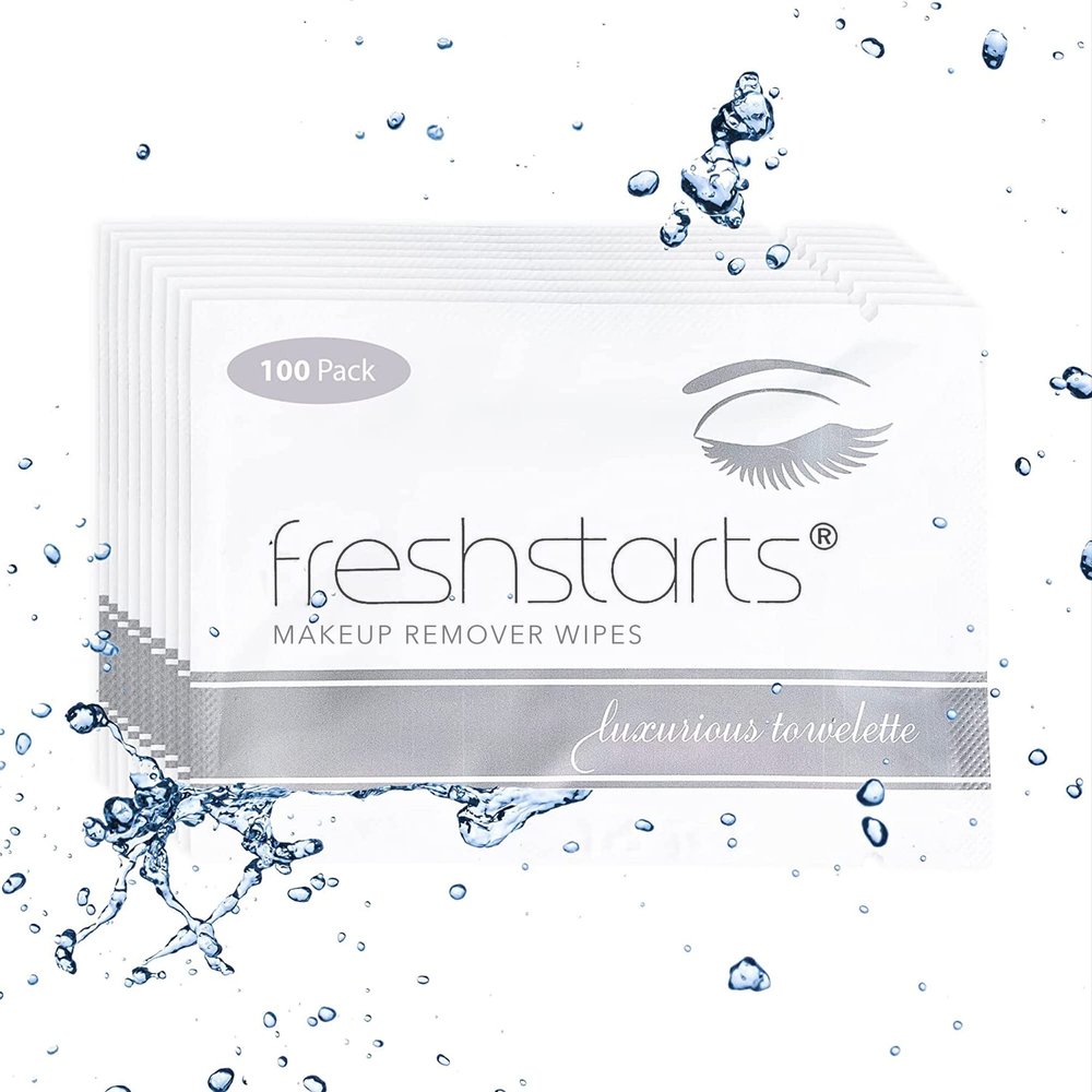 100 Bulk Pack Luxurious Makeup Remover Wipes, Guest Bathroom Essentials for Weddings, Restaurants, Bars & Clubs  Gray, Travel-Size, Disposable