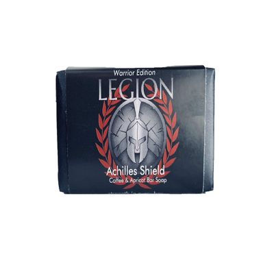 Legion Men - Achilles Shield Bar Soap - Citrus Scent - Coffee & Apricot - Made with organic ingredients and essential oils in the USA