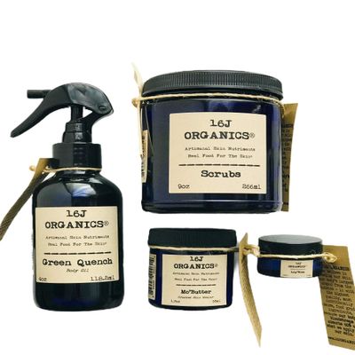 16J Organics Body Bath Spa Collection - Gift Set- Organic 100% Natural - Body Oil, Body Butter, Lip Balm, Scrub - Treat & Feed Your Skin With All Food Grade Ingredients
