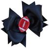 Girls Football Hair Bow 4.5 Inch Embroidered Football Team Hair Bow (Black Bow with Red Ball) view 1