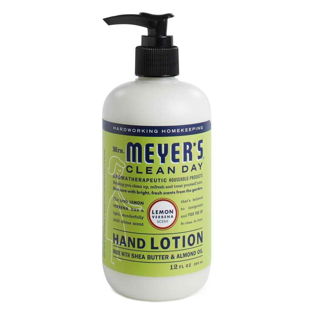 MRS. MEYER'S CLEAN DAY Hand Lotion for Dry Hands, Non-Greasy Moisturizer Made with Essential Oils, Lemon Verbena, 12 oz