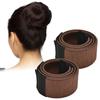 AnHua 2-pack girls ladies hair styling tool donut hair bun maker [brown] french twist hair bun styling braid holder tool (perfect for long and thick hair) view 2