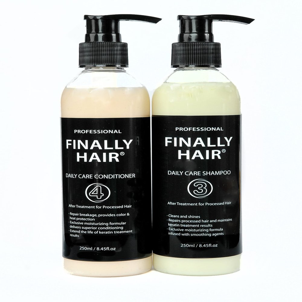 Finally Hair Brazilian Sulfate Free Shampoo & Conditioner For Use On Treated Hair (Perfect after Keratin Straightenting Smoothing Treatments and Perms)