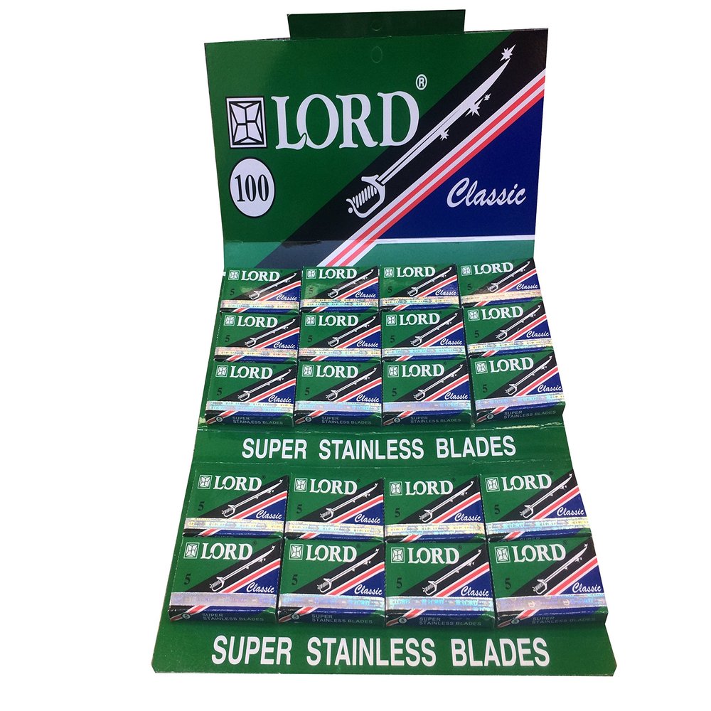 Lord Classic Super Stainless Double Edge Safety Razor Blades, 100 blades (20x5)