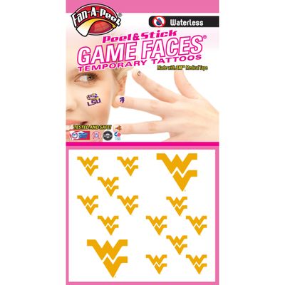 Fan-A-Peel West Virginia Waterless Art Nail Decals - Peel & Stick Temporary Tattoos for Kids and Adults - Adhesive Nail Polish Sticker Accessories Great for Tailgates and Game Day (12 Pack)