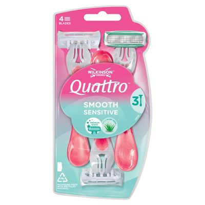 Wilkinson Sword Quattro for Women Sensitive Disposable Razors x3