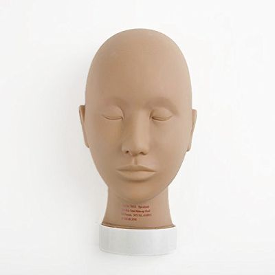 Charlene Makeup Flatback Mannequin Head for Training and Practicing (Closed-Eye, Tan)