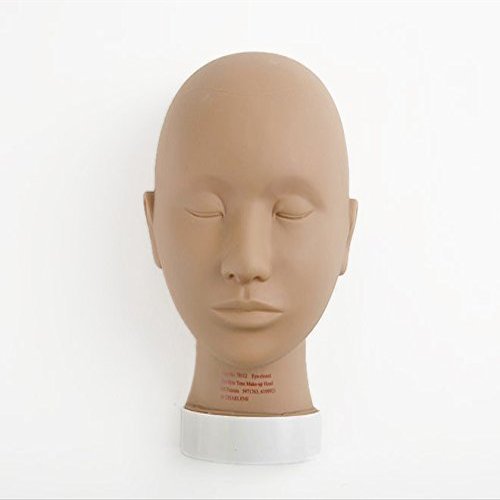 Charlene Makeup Flatback Mannequin Head for Training and Practicing (Closed-Eye, Tan)