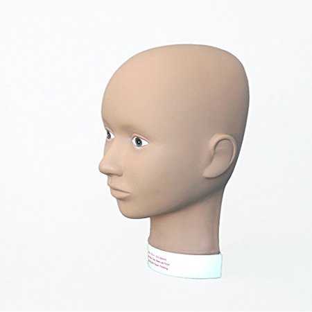Charlene Makeup Flatback Mannequin Head for Training and Practicing (Open-Eye, Tan)
