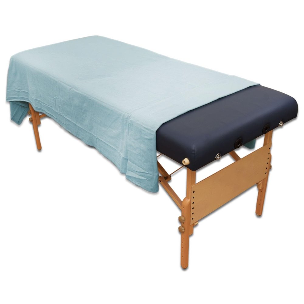 Body Linen Comfort Deluxe Flannel Massage Table Flat Sheet. Premium Quality 100% Cotton Massage Therapy Table Flat Sheet. 61 x 101 Inches - Color: Blue